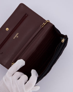 Chanel Black Métiers des Arts Paris-Hamburg Wallet On Chain Bag In Wool With Nautical Charms And Burgundy Lambskin Leather Strap