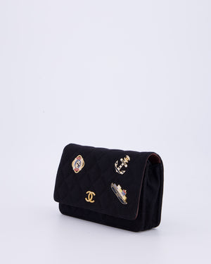 Chanel Black Métiers des Arts Paris-Hamburg Wallet On Chain Bag In Wool With Nautical Charms And Burgundy Lambskin Leather Strap
