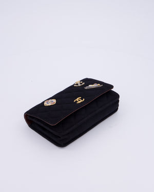 Chanel Black Métiers des Arts Paris-Hamburg Wallet On Chain Bag In Wool With Nautical Charms And Burgundy Lambskin Leather Strap