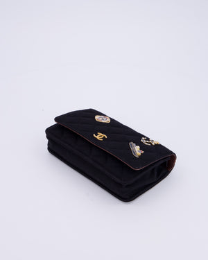 Chanel Black Métiers des Arts Paris-Hamburg Wallet On Chain Bag In Wool With Nautical Charms And Burgundy Lambskin Leather Strap