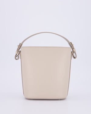 Loro Piana Beige Crossbody Bucket Bag In Calfskin Leather With Silver Hardware