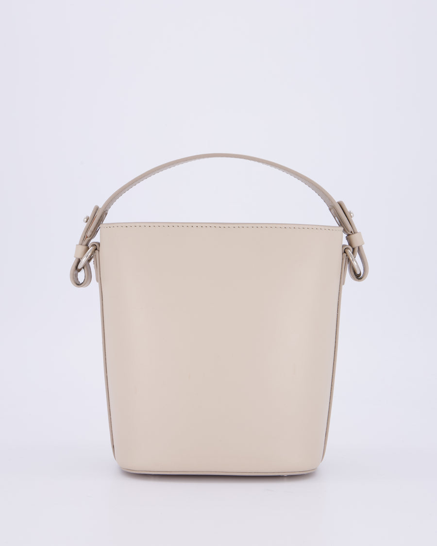 Loro Piana Beige Crossbody Bucket Bag In Calfskin Leather With Silver Hardware