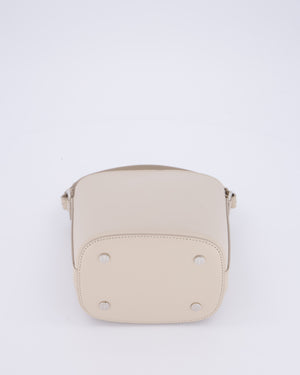 Loro Piana Beige Crossbody Bucket Bag In Calfskin Leather With Silver Hardware