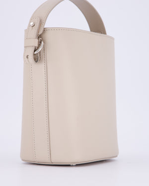 Loro Piana Beige Crossbody Bucket Bag In Calfskin Leather With Silver Hardware