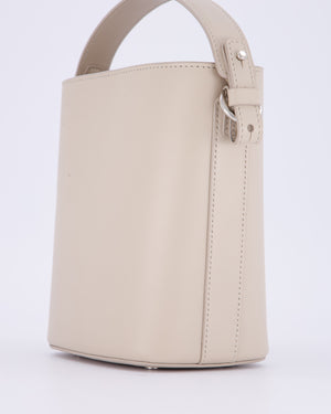 Loro Piana Beige Crossbody Bucket Bag In Calfskin Leather With Silver Hardware