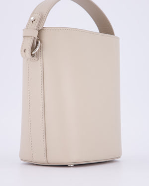 Loro Piana Beige Crossbody Bucket Bag In Calfskin Leather With Silver Hardware