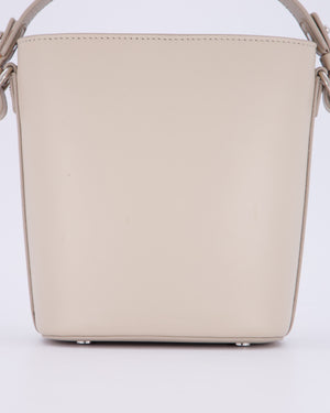 Loro Piana Beige Crossbody Bucket Bag In Calfskin Leather With Silver Hardware