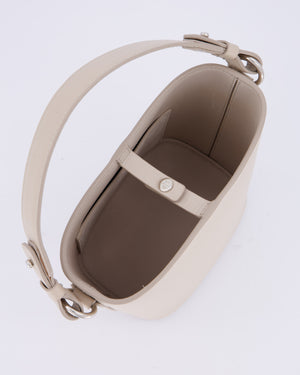 Loro Piana Beige Crossbody Bucket Bag In Calfskin Leather With Silver Hardware