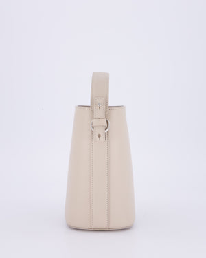 Loro Piana Beige Crossbody Bucket Bag In Calfskin Leather With Silver Hardware
