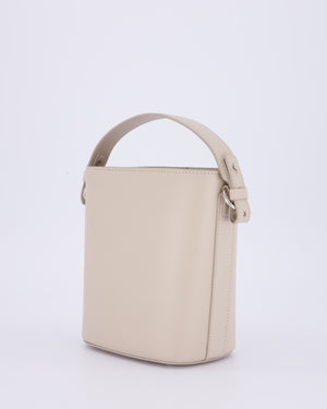 Loro Piana Beige Crossbody Bucket Bag In Calfskin Leather With Silver Hardware
