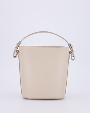 Loro Piana Beige Crossbody Bucket Bag In Calfskin Leather With Silver Hardware