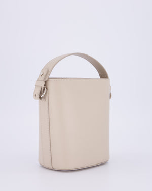 Loro Piana Beige Crossbody Bucket Bag In Calfskin Leather With Silver Hardware