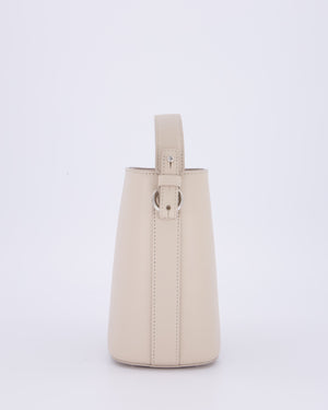 Loro Piana Beige Crossbody Bucket Bag In Calfskin Leather With Silver Hardware