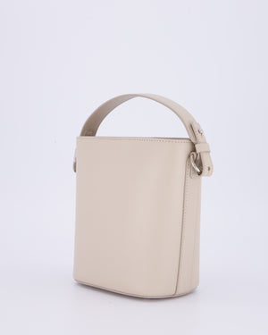 Loro Piana Beige Crossbody Bucket Bag In Calfskin Leather With Silver Hardware