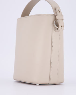 Loro Piana Beige Crossbody Bucket Bag In Calfskin Leather With Silver Hardware