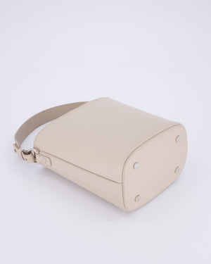 Loro Piana Beige Crossbody Bucket Bag In Calfskin Leather With Silver Hardware