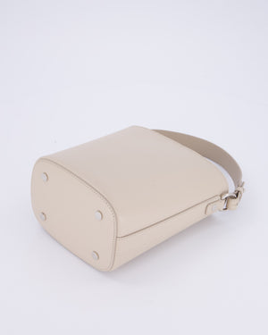 Loro Piana Beige Crossbody Bucket Bag In Calfskin Leather With Silver Hardware