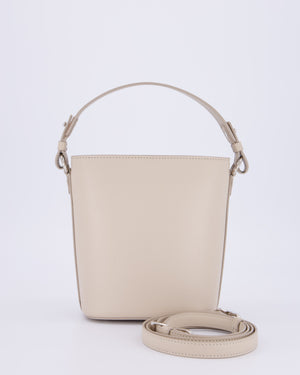 Loro Piana Beige Crossbody Bucket Bag In Calfskin Leather With Silver Hardware