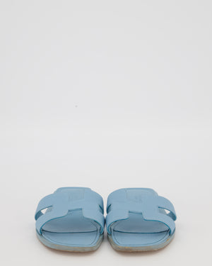 Hermès Oran Sandals in Bleu Atoll Epsom Leather Size EU 35