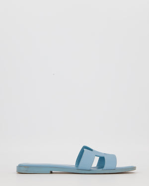 Hermès Oran Sandals in Bleu Atoll Epsom Leather Size EU 35
