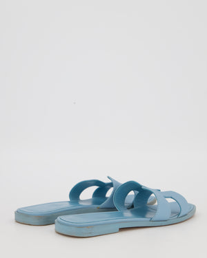 Hermès Oran Sandals in Bleu Atoll Epsom Leather Size EU 35