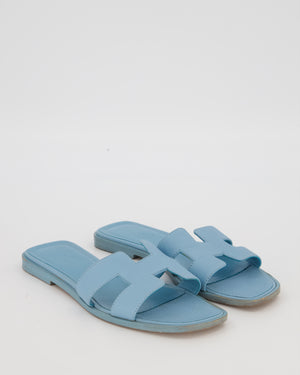 Hermès Oran Sandals in Bleu Atoll Epsom Leather Size EU 35