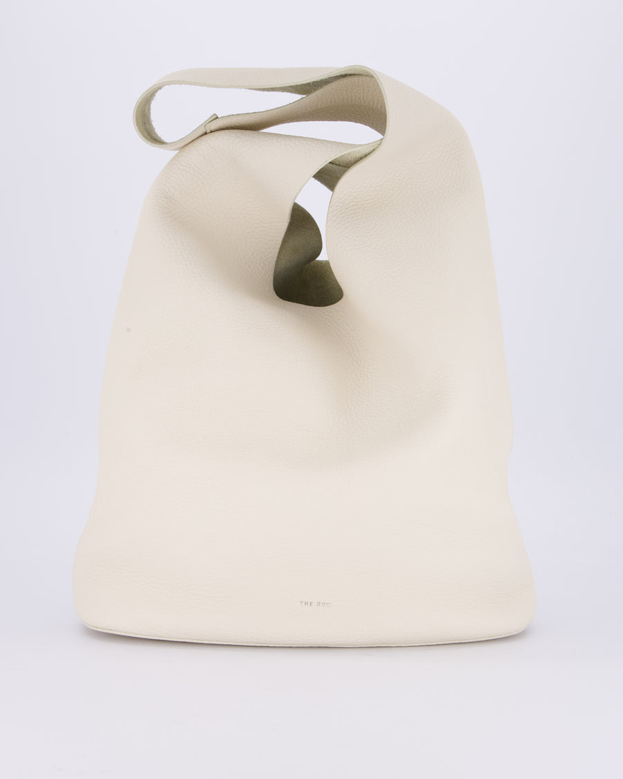 The Row Cream Bindle Textured Shoulder Bag In Calfskin Leather RRP £1,400