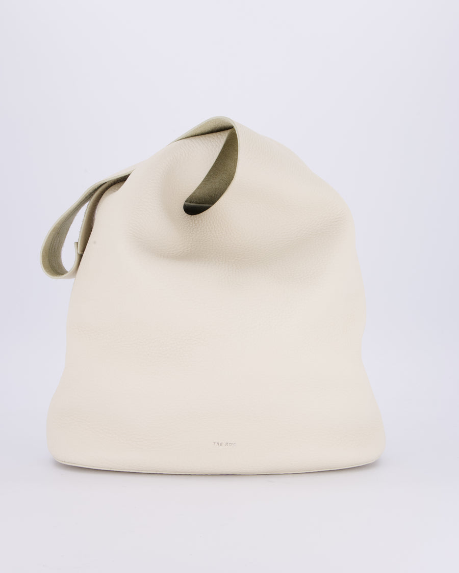The Row Cream Bindle Textured Shoulder Bag In Calfskin Leather RRP £1,400