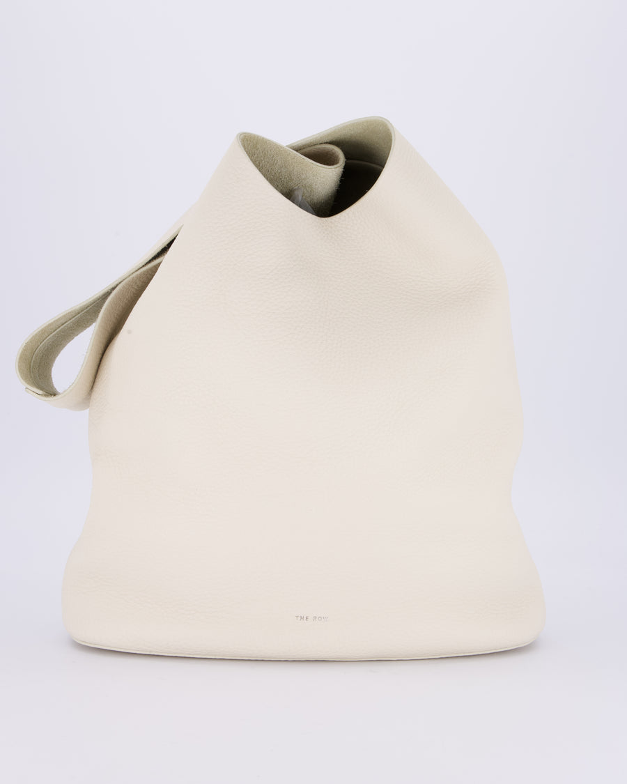 The Row Cream Bindle Textured Shoulder Bag In Calfskin Leather RRP £1,400