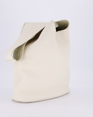 The Row Cream Bindle Textured Shoulder Bag In Calfskin Leather RRP £1,400