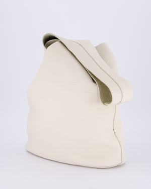 The Row Cream Bindle Textured Shoulder Bag In Calfskin Leather RRP £1,400