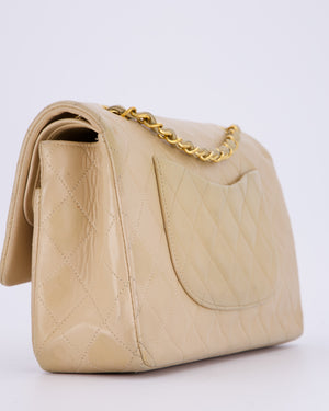 Chanel Vintage Beige Medium Classic Double Flap Bag in Lambskin Leather with 24K Gold Hardware