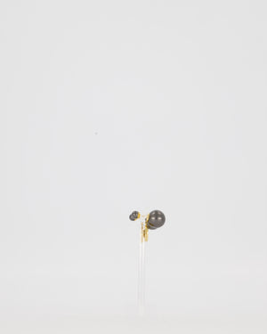 Christian Dior Tribales Earrings in Gold Metal and Grey Resin Pearls
