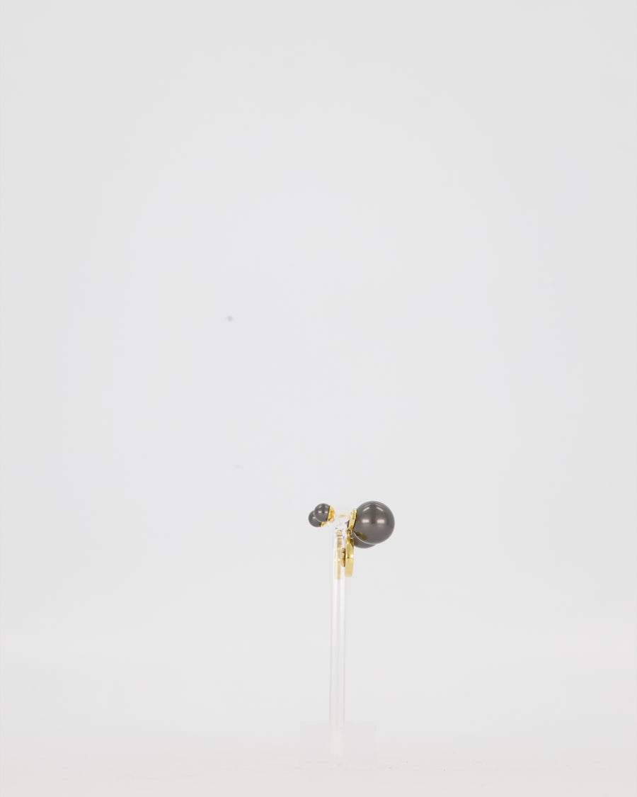 Christian Dior Tribales Earrings in Gold Metal and Grey Resin Pearls