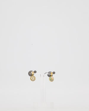Christian Dior Tribales Earrings in Gold Metal and Grey Resin Pearls