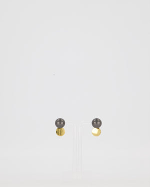 Christian Dior Tribales Earrings in Gold Metal and Grey Resin Pearls