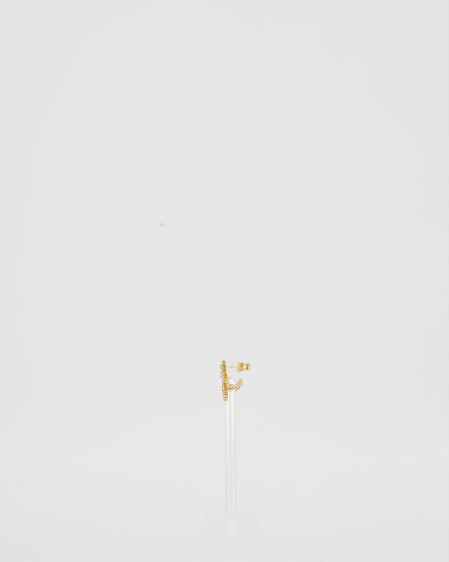 Christian Dior Clair D Lune Wrap-Around Earrings Gold-Tone Metal & Crystals
