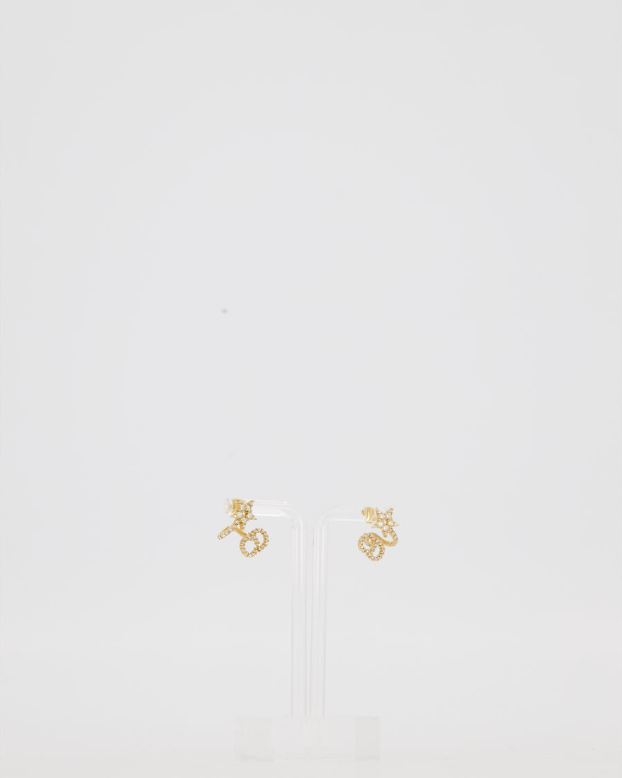 Christian Dior Clair D Lune Wrap-Around Earrings Gold-Tone Metal & Crystals
