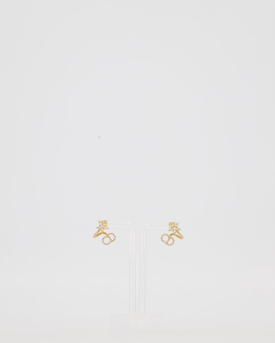 Christian Dior Clair D Lune Wrap-Around Earrings Gold-Tone Metal & Crystals