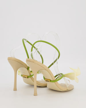 Cult Gaia Beige Cassidy Sculptural With Calla Lily Flower Heeled Sandals In Leather and PVC Size EU 37.5