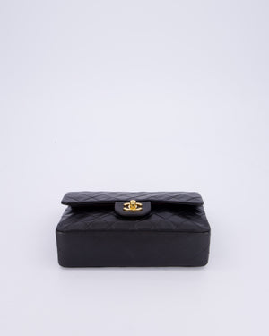 Chanel Vintage Black Small Classic Double Flap Bag in Lambskin Leather with 24K Gold Hardware
