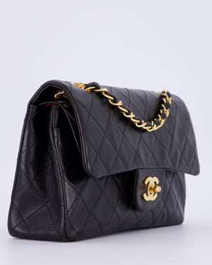 Chanel Vintage Black Small Classic Double Flap Bag in Lambskin Leather with 24K Gold Hardware