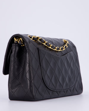 Chanel Vintage Black Small Classic Double Flap Bag in Lambskin Leather with 24K Gold Hardware