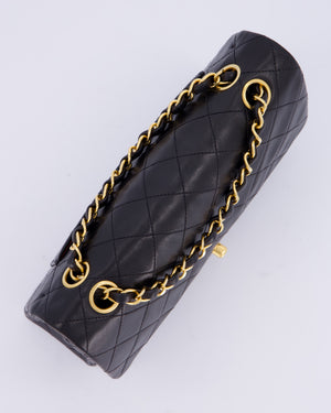 Chanel Vintage Black Small Classic Double Flap Bag in Lambskin Leather with 24K Gold Hardware