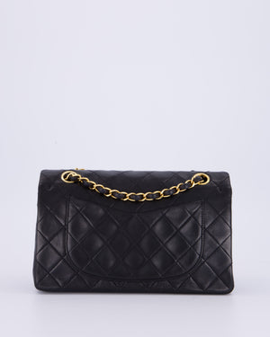 Chanel Vintage Black Small Classic Double Flap Bag in Lambskin Leather with 24K Gold Hardware