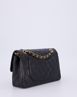 Chanel Vintage Black Small Classic Double Flap Bag in Lambskin Leather with 24K Gold Hardware