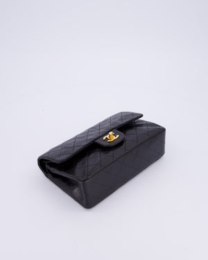 Chanel Vintage Black Small Classic Double Flap Bag in Lambskin Leather with 24K Gold Hardware