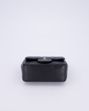 Chanel Black Mini Square Classic Flap Bag in Quilted Lambskin Leather with Silver Hardware