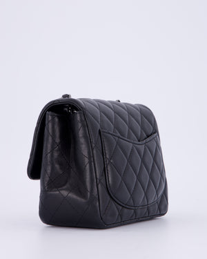 Chanel Black Mini Square Classic Flap Bag in Quilted Lambskin Leather with Silver Hardware