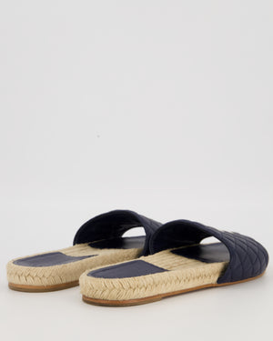 Chanel Navy Quilted CC Espadrille Sandals Size EU 42